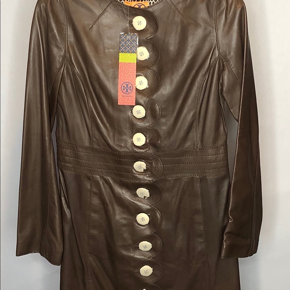 LAST DAY FINAL PRICE Tory Burch Cordelia Leather Jacket/Dress Brown 4 - Picture 13 of 14